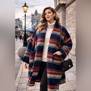 🧵 HANDMADE (by me!) Open-Front Wool Blend Coat size L